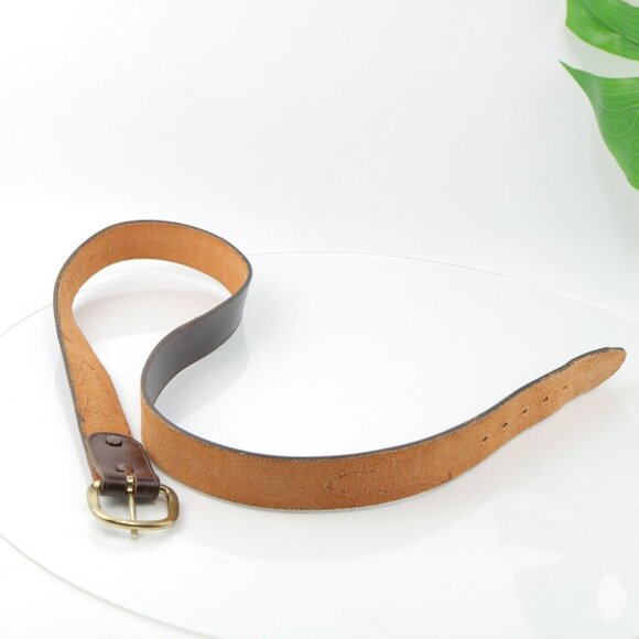 DunDee Mens Belt Size 42 Western Brown Leather Gold Tone Prong D-Ring Buckle - Picture 12 of 12